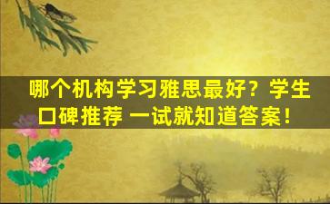 哪个机构学习雅思最好？学生口碑推荐 一试就知道答案！